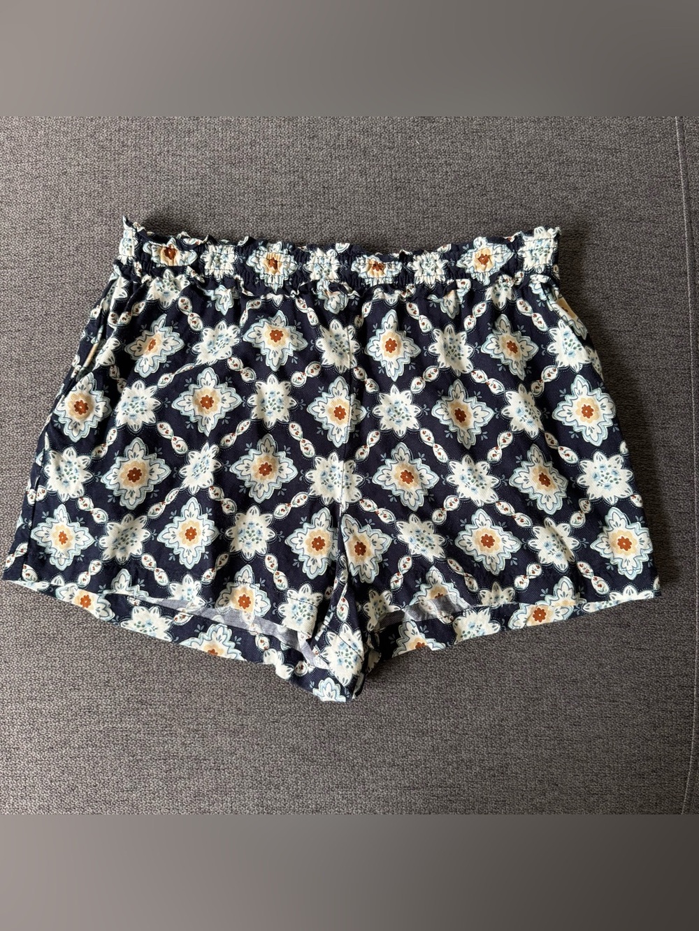 Anthropologie Easy Traveler Shorts Boho Navy Floral Geometric Coastal Breezy S - Picture 4 of 10